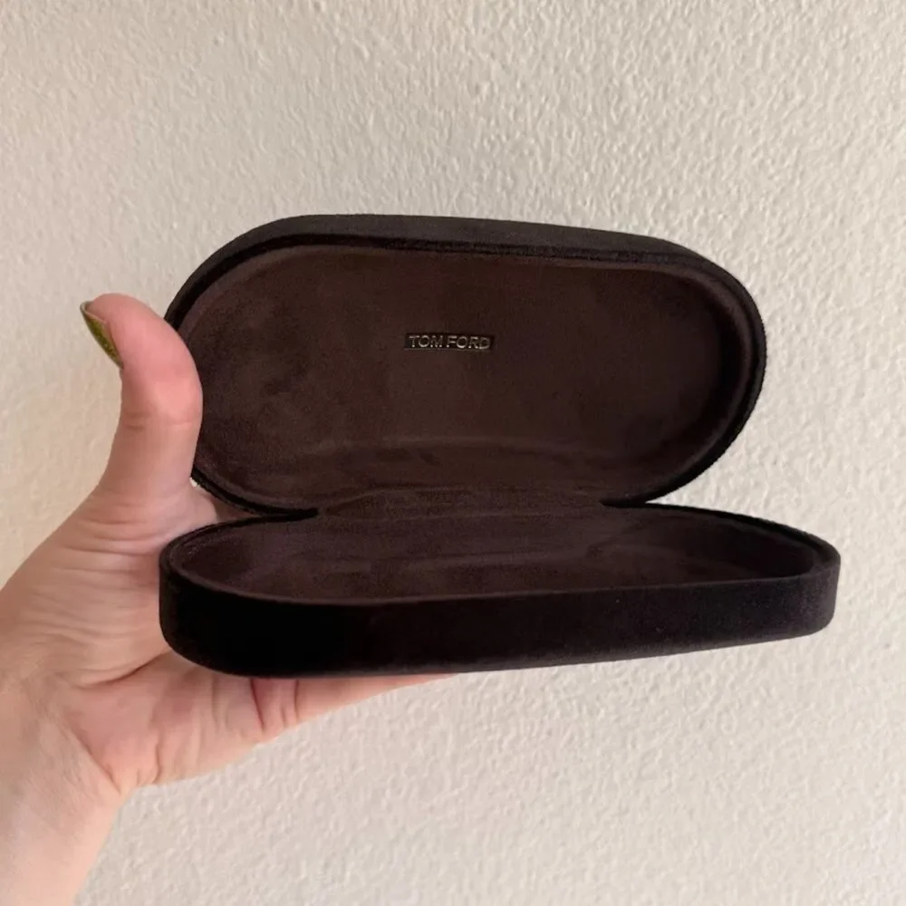 Tom Ford Brown Velvet & Suede Hard-Shell Designer Sunglasses Storage Case - Picture 2 of 10